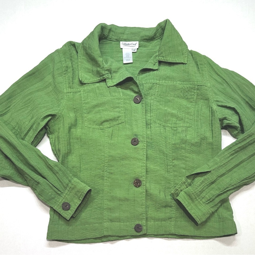 Coldwater Womens Creek Button Up Shirt Long Sleeve Pockets Light Green Size XS